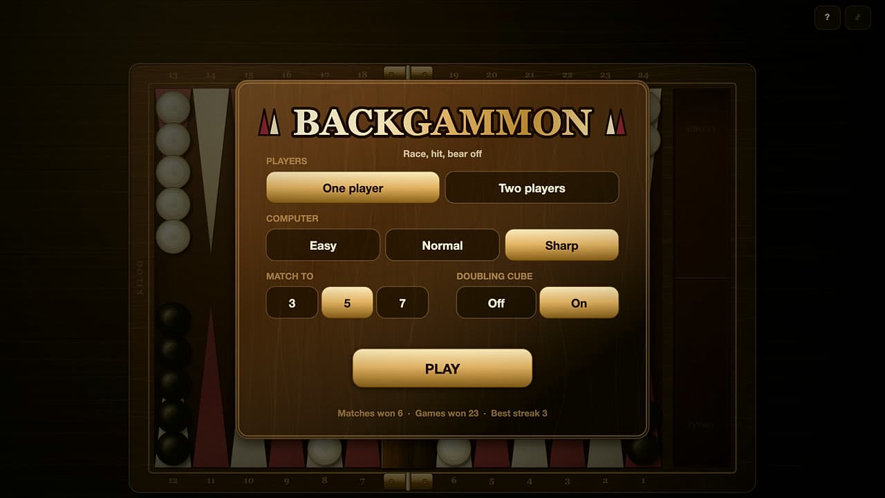 Képernyőkép a(z) Backgammon játékból (1/4)