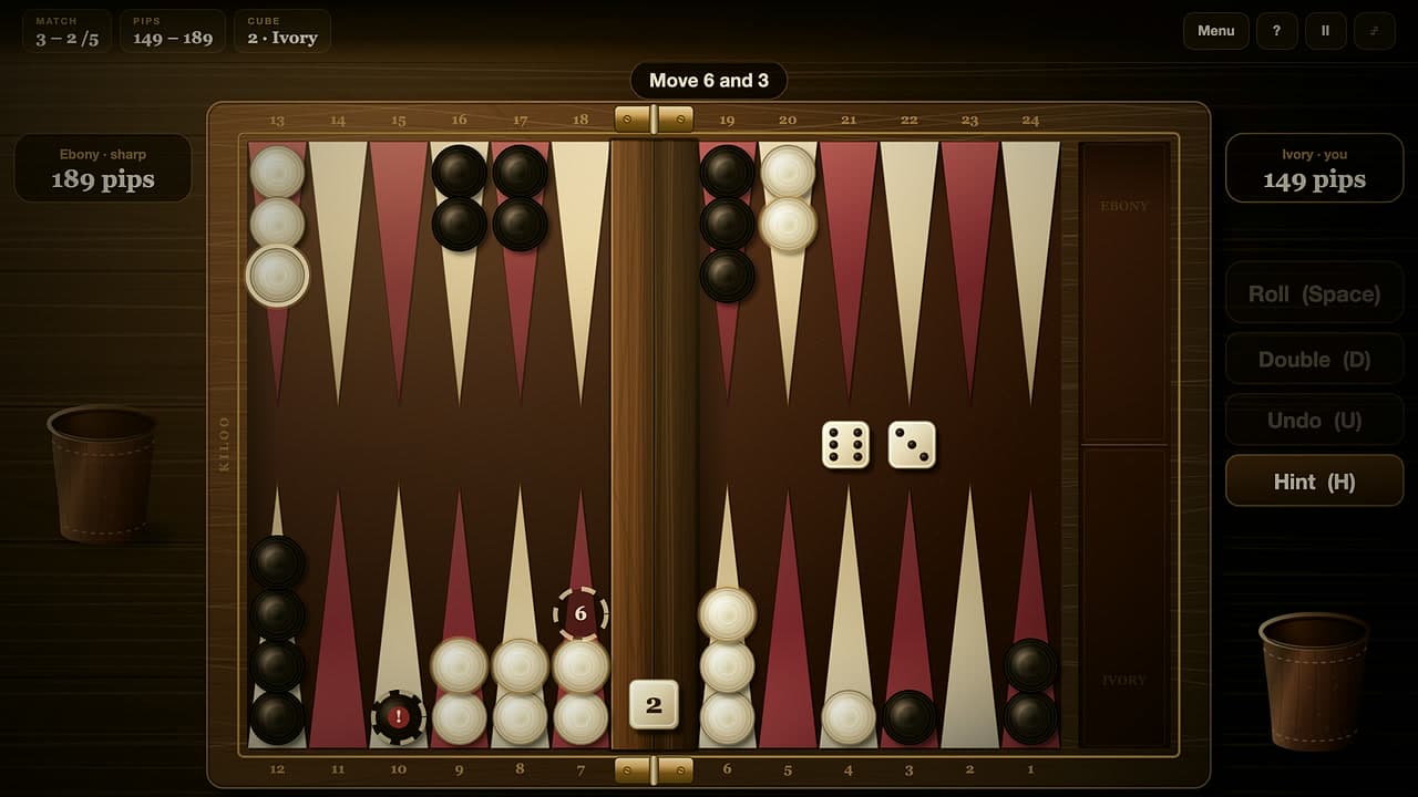 Képernyőkép a(z) Backgammon játékból (2/4)