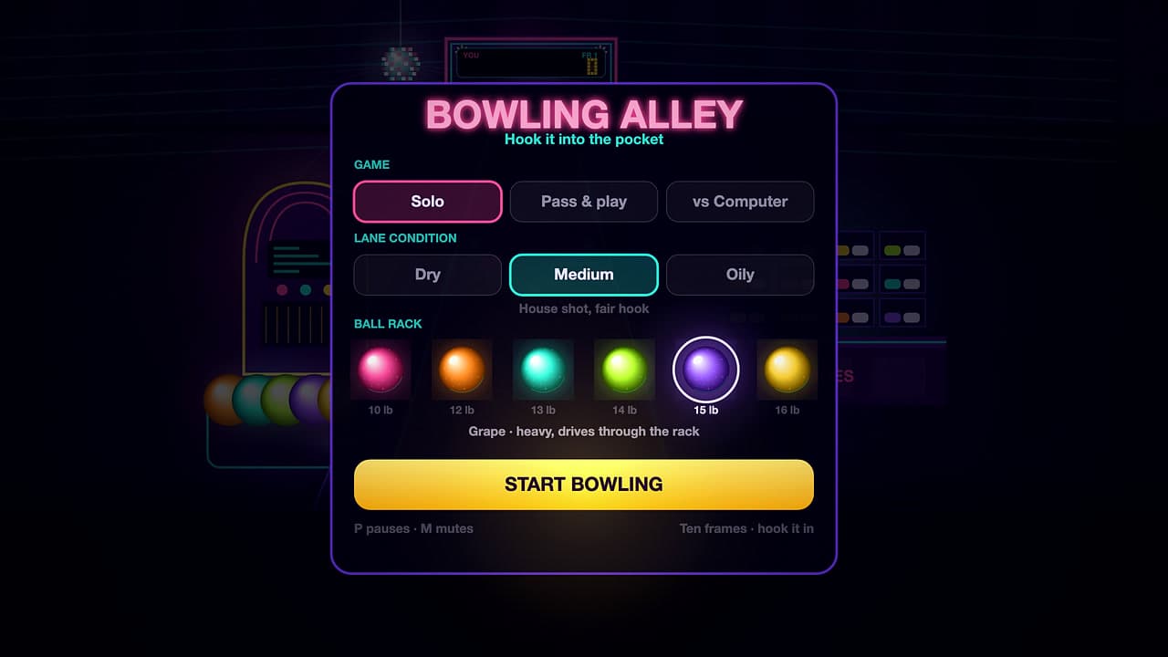Skärmbild 1 av 4 från Bowling Alley