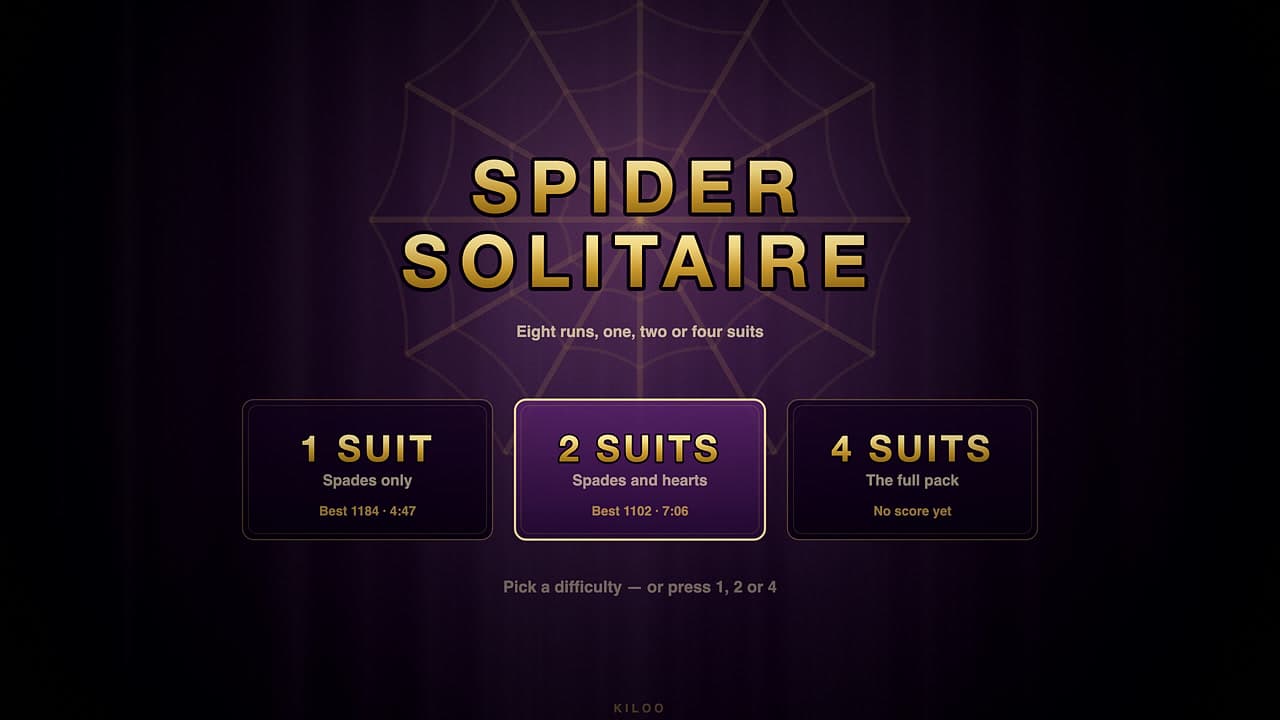 Képernyőkép a(z) Spider Solitaire játékból (1/4)