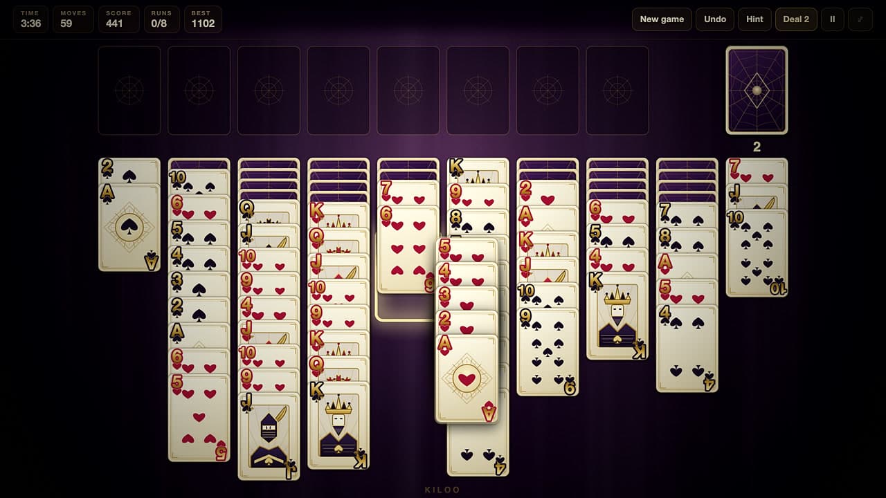 Képernyőkép a(z) Spider Solitaire játékból (2/4)